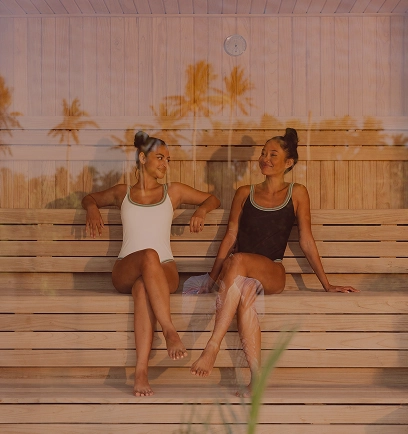 Guests relaxing in the sauna at Amarta Beach Retreat